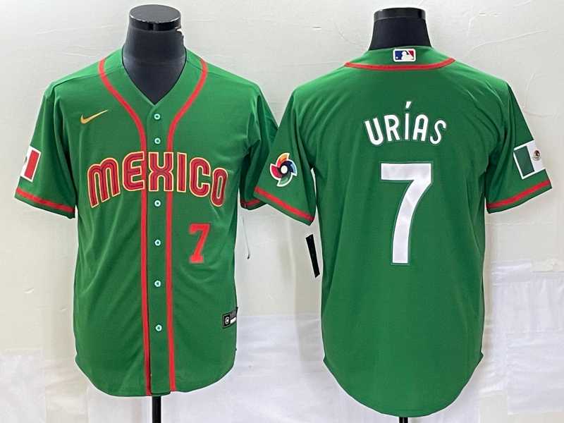 Men%27s Mexico Baseball #7 Julio Urias Number 2023 Green World Classic Stitched Jersey5->2023 world baseball classic->MLB Jersey